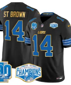 Aidan Hutchinson Detroit Lions Nike Gold Trim 2024 NFC North Division Champions Patch Vapor Limited Stitched Jersey - Royal Blue - Image 12