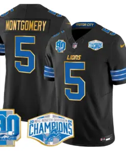 Aidan Hutchinson Detroit Lions Nike Gold Trim 2024 NFC North Division Champions Patch Vapor Limited Stitched Jersey - Royal Blue - Image 13