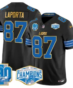 Aidan Hutchinson Detroit Lions Nike Gold Trim 2024 NFC North Division Champions Patch Vapor Limited Stitched Jersey - Royal Blue - Image 15