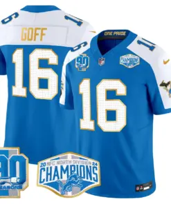 Aidan Hutchinson Detroit Lions Nike Gold Trim 2024 NFC North Division Champions Patch Vapor Limited Stitched Jersey - Royal Blue - Image 18