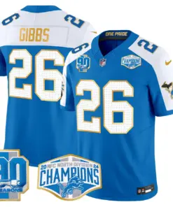 Aidan Hutchinson Detroit Lions Nike Gold Trim 2024 NFC North Division Champions Patch Vapor Limited Stitched Jersey - Royal Blue - Image 24