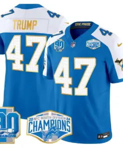 Aidan Hutchinson Detroit Lions Nike Gold Trim 2024 NFC North Division Champions Patch Vapor Limited Stitched Jersey - Royal Blue - Image 25