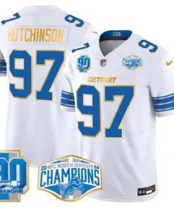 Aidan Hutchinson Detroit Lions Nike Gold Trim 2024 NFC North Division Champions Patch Vapor Limited Stitched Jersey - Royal Blue - Image 27