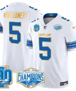 Aidan Hutchinson Detroit Lions Nike Gold Trim 2024 NFC North Division Champions Patch Vapor Limited Stitched Jersey - Royal Blue - Image 29