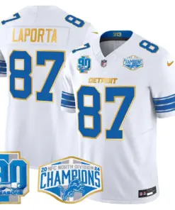 Aidan Hutchinson Detroit Lions Nike Gold Trim 2024 NFC North Division Champions Patch Vapor Limited Stitched Jersey - Royal Blue - Image 31