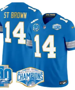Aidan Hutchinson Detroit Lions Nike Gold Trim 2024 NFC North Division Champions Patch Vapor Limited Stitched Jersey - Royal Blue - Image 35