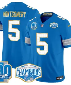 Aidan Hutchinson Detroit Lions Nike Gold Trim 2024 NFC North Division Champions Patch Vapor Limited Stitched Jersey - Royal Blue - Image 36