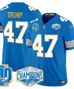 Aidan Hutchinson Detroit Lions Nike Gold Trim 2024 NFC North Division Champions Patch Vapor Limited Stitched Jersey - Royal Blue - Image 40