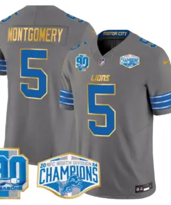 Aidan Hutchinson Detroit Lions Nike Gold Trim 2024 NFC North Division Champions Patch Vapor Limited Stitched Jersey - Royal Blue - Image 44