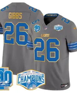 Aidan Hutchinson Detroit Lions Nike Gold Trim 2024 NFC North Division Champions Patch Vapor Limited Stitched Jersey - Royal Blue - Image 47