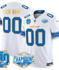 Detroit Lions Nike Gold Trim 2024 NFC North Division Champions Patch Vapor Custom Limited Stitched Jersey - Black - Image 4