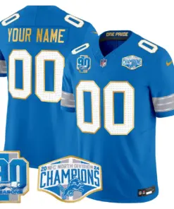 Detroit Lions Nike Gold Trim 2024 NFC North Division Champions Patch Vapor Custom Limited Stitched Jersey - Black - Image 5