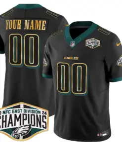 Philadelphia Eagles Nike 2024 Gold Trim NFC East Division Champions Vapor Custom Limited Stitched Jersey - Kelly Green - Image 3