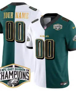 Philadelphia Eagles Nike 2024 Gold Trim NFC East Division Champions Vapor Custom Limited Stitched Jersey - Kelly Green - Image 6