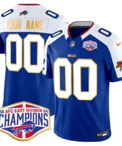 Buffalo Bills Nike 2024 Gold Trim AFC East Division Champions Vapor Custom Limited Stitched Jersey - Royal Blue - Image 5
