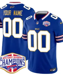 Buffalo Bills Nike 2024 Gold Trim AFC East Division Champions Vapor Custom Limited Stitched Jersey - Royal Blue