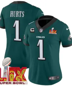 Philadelphia Eagles Nike Women's Super Bowl LIX Patch Vapor Limited Stitched Jersey - Midnight Green - Image 3