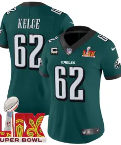 Philadelphia Eagles Nike Women's Super Bowl LIX Patch Vapor Limited Stitched Jersey - Midnight Green - Image 4