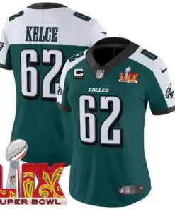 Philadelphia Eagles Nike Women's Super Bowl LIX Patch Vapor Limited Stitched Jersey - Midnight Green - Image 31