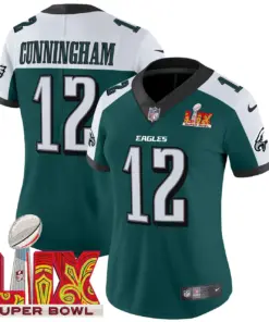 Philadelphia Eagles Nike Women's Super Bowl LIX Patch Vapor Limited Stitched Jersey - Midnight Green - Image 33