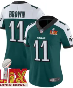 Philadelphia Eagles Nike Women's Super Bowl LIX Patch Vapor Limited Stitched Jersey - Midnight Green - Image 36