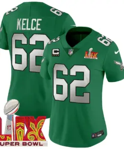Philadelphia Eagles Nike Women's Super Bowl LIX Patch Vapor Limited Stitched Jersey - Midnight Green - Image 40