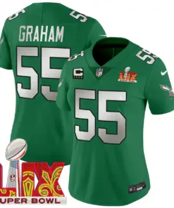 Philadelphia Eagles Nike Women's Super Bowl LIX Patch Vapor Limited Stitched Jersey - Midnight Green - Image 43