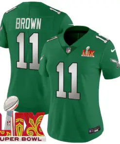 Philadelphia Eagles Nike Women's Super Bowl LIX Patch Vapor Limited Stitched Jersey - Midnight Green - Image 45