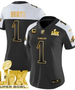 Philadelphia Eagles Nike Women's Super Bowl LIX Patch Gold Vapor Limited Stitched Jersey - Anthracite - Image 3