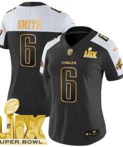 Philadelphia Eagles Nike Women's Super Bowl LIX Patch Gold Vapor Limited Stitched Jersey - Anthracite - Image 5