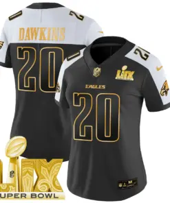 Philadelphia Eagles Nike Women's Super Bowl LIX Patch Gold Vapor Limited Stitched Jersey - Anthracite - Image 8