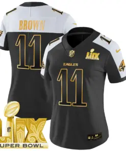 Philadelphia Eagles Nike Women's Super Bowl LIX Patch Gold Vapor Limited Stitched Jersey - Anthracite - Image 9