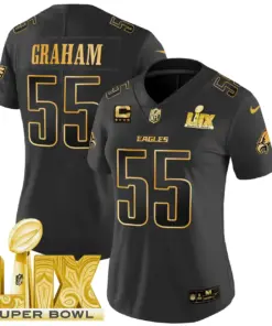 Philadelphia Eagles Nike Women's Super Bowl LIX Patch Gold Vapor Limited Stitched Jersey - Anthracite - Image 16