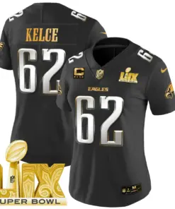 Philadelphia Eagles Nike Women's Super Bowl LIX Patch Gold Vapor Limited Stitched Jersey - Anthracite - Image 22