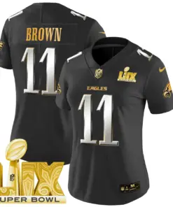Philadelphia Eagles Nike Women's Super Bowl LIX Patch Gold Vapor Limited Stitched Jersey - Anthracite - Image 27