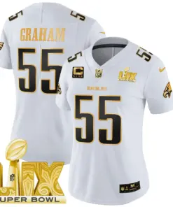 Philadelphia Eagles Nike Women's Super Bowl LIX Patch Gold Vapor Limited Stitched Jersey - Anthracite - Image 34