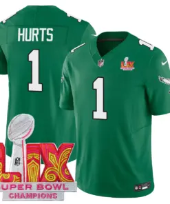 Alternative view of Philadelphia Eagles Nike Super Bowl LIX Champions Patch Stitched Jersey All Stiched - Kelly Green
