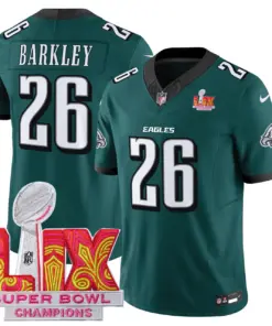 Philadelphia Eagles Nike Super Bowl LIX Champions Patch Stitched Jersey All Stiched - Kelly Green - Image 5