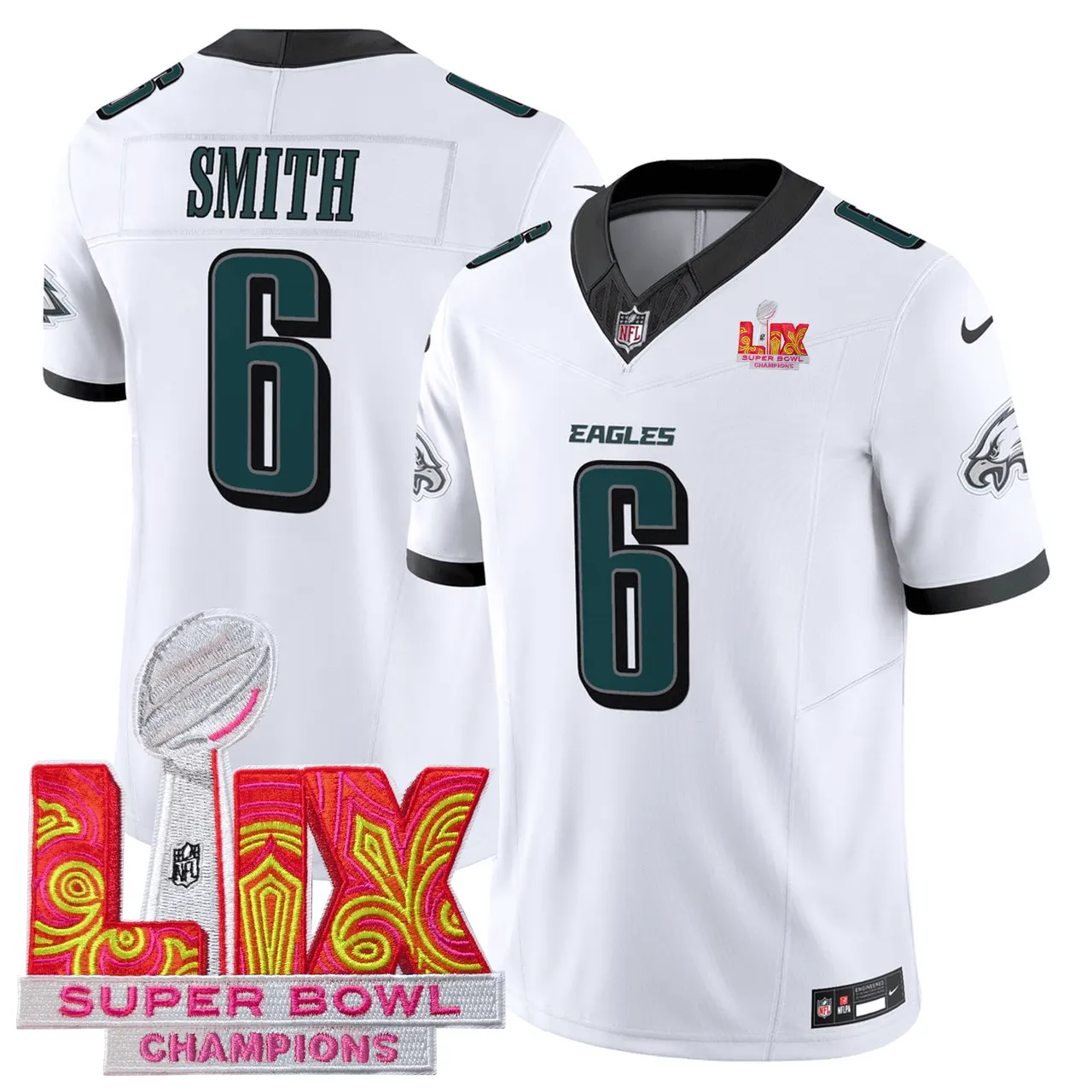 Philadelphia Eagles Nike Super Bowl LIX Champions Patch Stitched Jersey All Stiched - Kelly Green - Image 11
