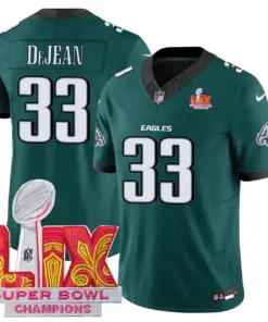 Philadelphia Eagles Nike Super Bowl LIX Champions Patch Stitched Jersey All Stiched - Kelly Green - Image 13