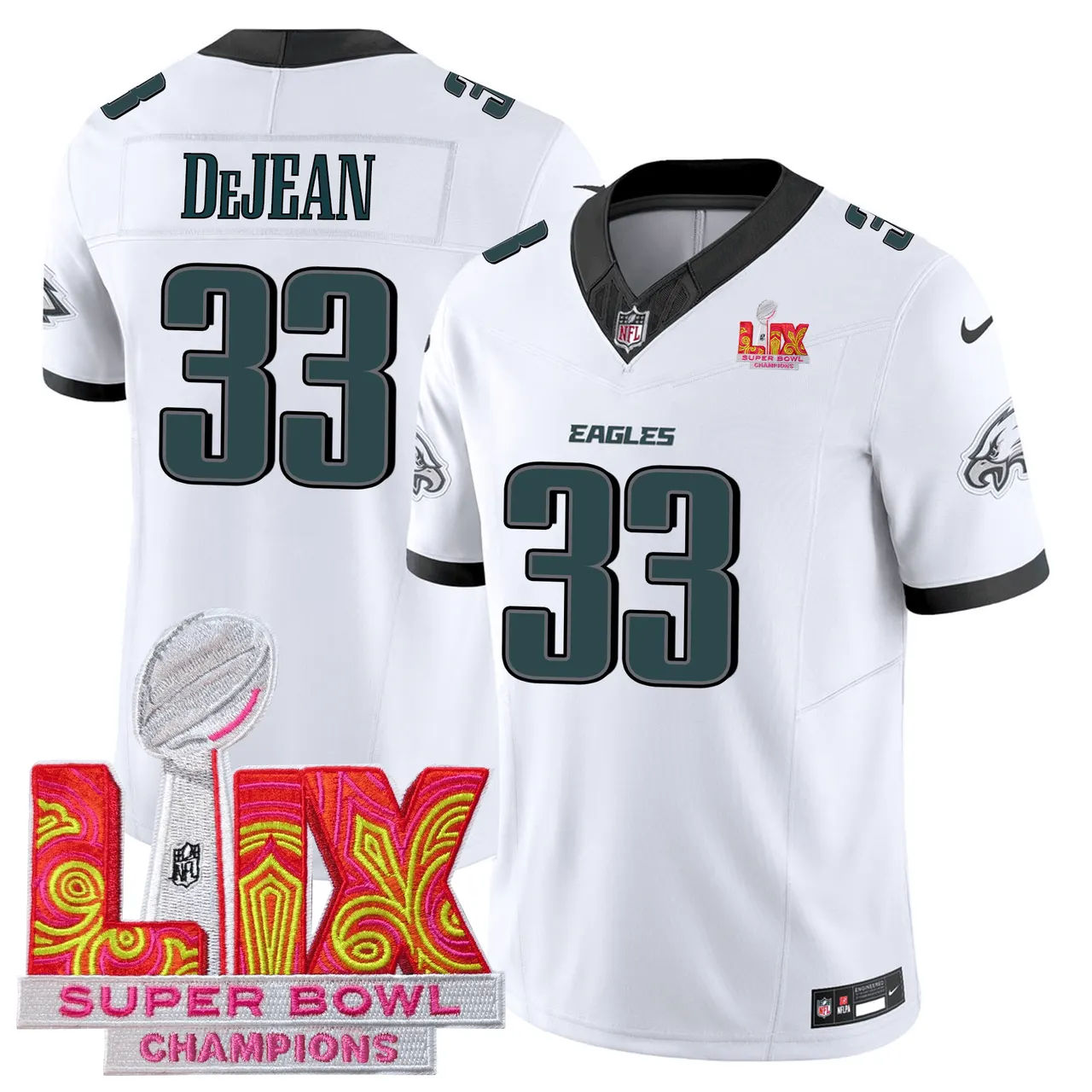 Philadelphia Eagles Nike Super Bowl LIX Champions Patch Stitched Jersey All Stiched - Kelly Green - Image 15