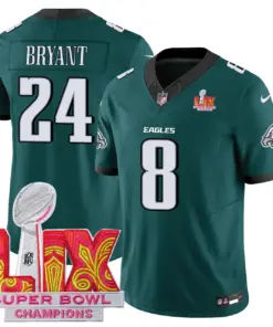 Philadelphia Eagles Nike Super Bowl LIX Champions Patch Stitched Jersey All Stiched - Kelly Green - Image 17