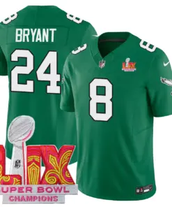 Philadelphia Eagles Nike Super Bowl LIX Champions Patch Stitched Jersey All Stiched - Kelly Green - Image 18