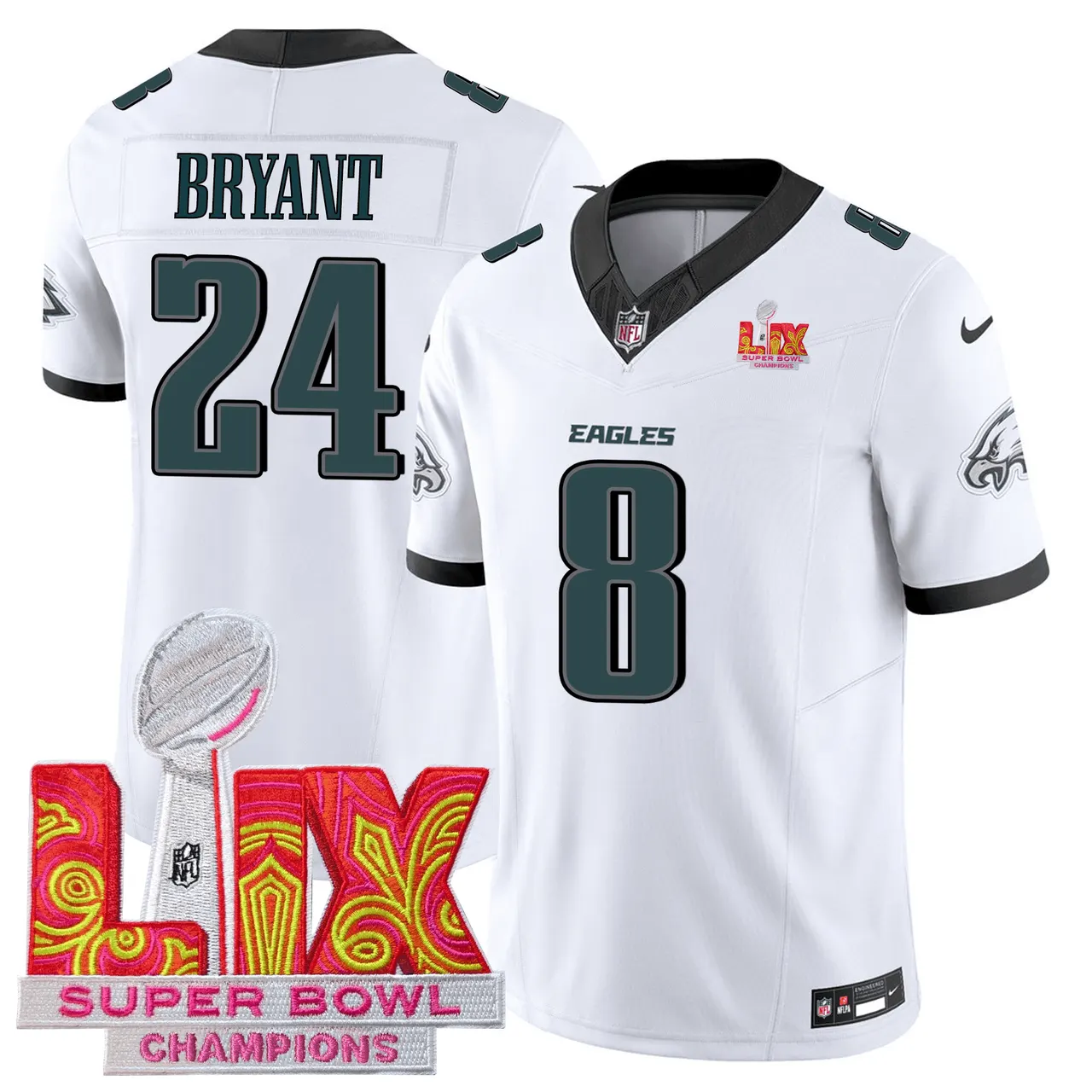 Philadelphia Eagles Nike Super Bowl LIX Champions Patch Stitched Jersey All Stiched - Kelly Green - Image 19