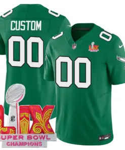 Alternative view of Philadelphia Eagles Nike Super Bowl LIX Champions Patch Custom Stitched Jersey All Stiched - Dark Green