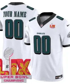 Philadelphia Eagles Nike Super Bowl LIX Champions Patch Custom Stitched Jersey All Stiched - Dark Green - Image 3