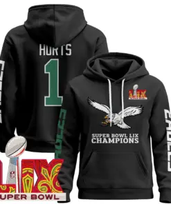 Alternative view of Philadelphia Eagles Nike Super Bowl LIX Patch Pullover Hoodie V6 - Black