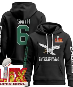 Philadelphia Eagles Nike Super Bowl LIX Patch Pullover Hoodie V6 - Black - Image 4