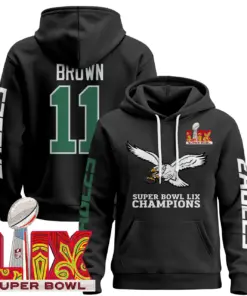 Philadelphia Eagles Nike Super Bowl LIX Patch Pullover Hoodie V6 - Black - Image 6