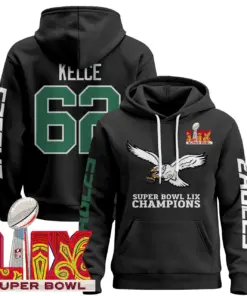 Philadelphia Eagles Nike Super Bowl LIX Patch Pullover Hoodie V6 - Black - Image 7